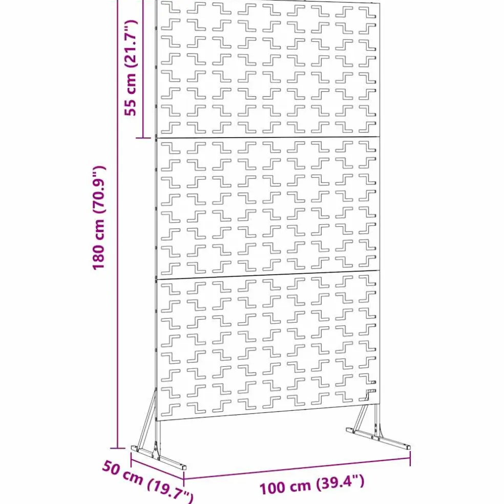 vidaXL Privacyscherm 100 x 50 x 180 cm Staal Wit