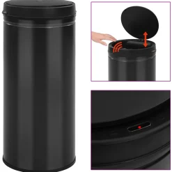 vidaXL Prullenbak met automatische sensor 80 L koolstofstaal zwart