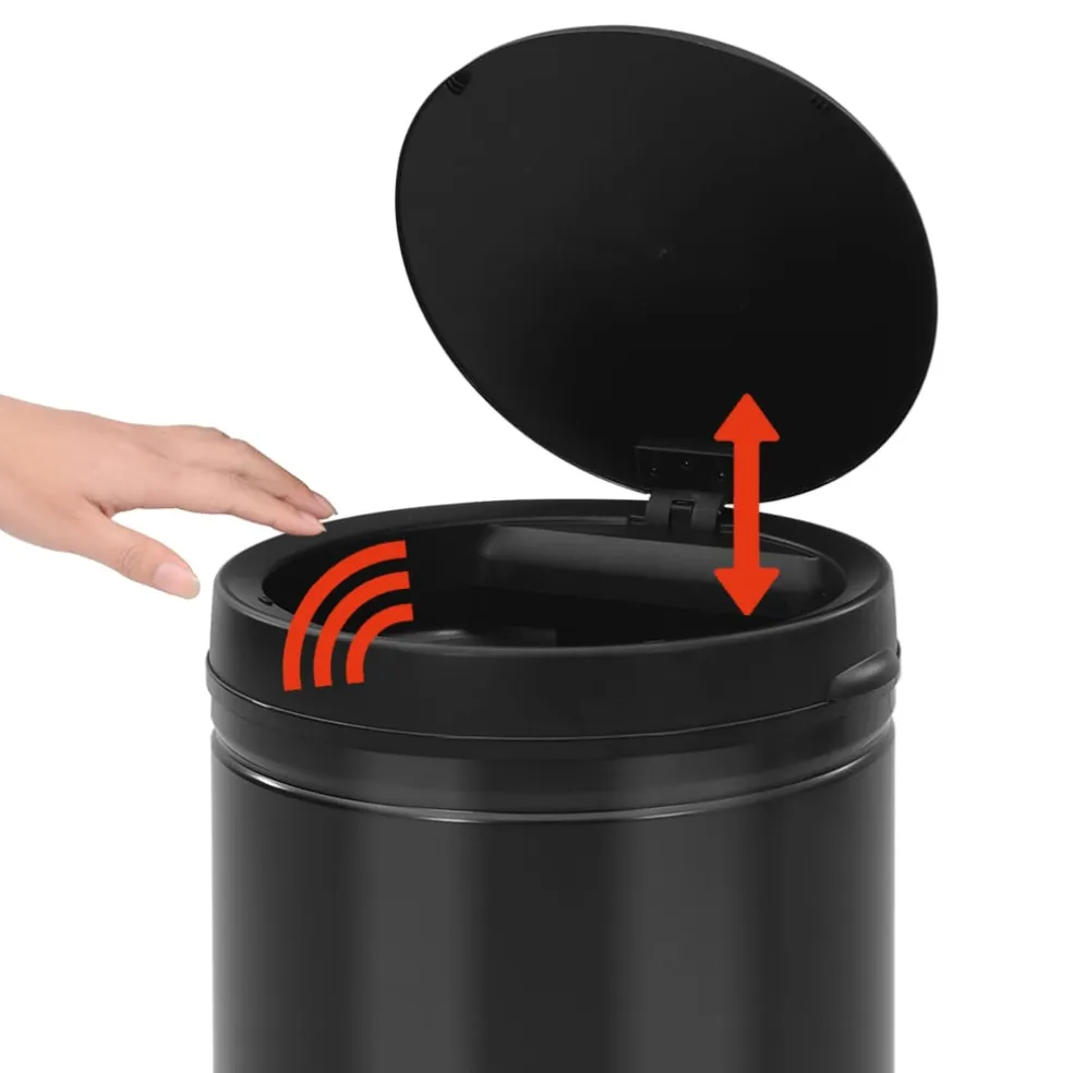 vidaXL Prullenbak met automatische sensor 70 L koolstofstaal zwart