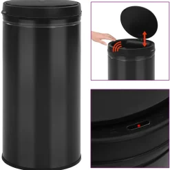 vidaXL Prullenbak met automatische sensor 70 L koolstofstaal zwart