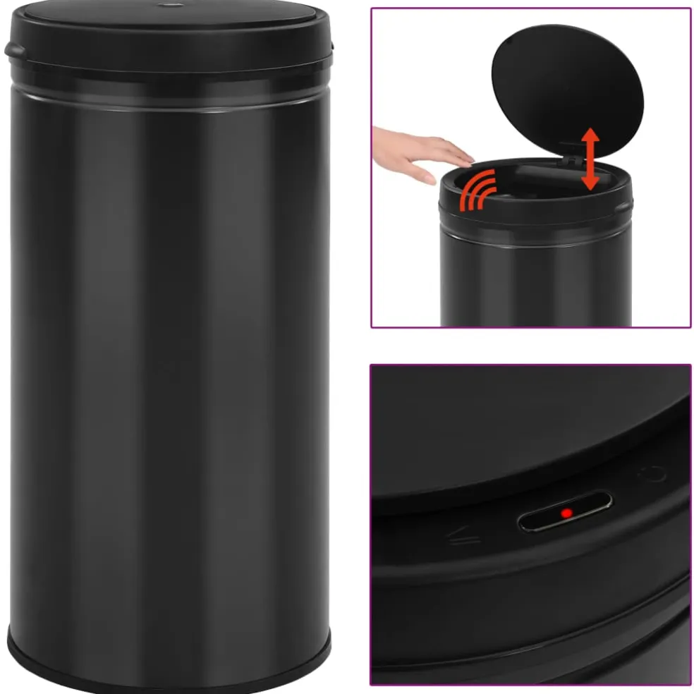 vidaXL Prullenbak met automatische sensor 70 L koolstofstaal zwart