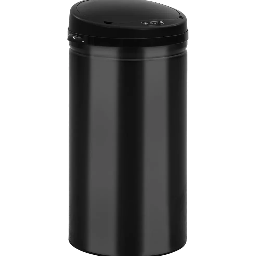 vidaXL Prullenbak met automatische sensor 50 L koolstofstaal zwart