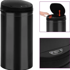 vidaXL Prullenbak met automatische sensor 50 L koolstofstaal zwart