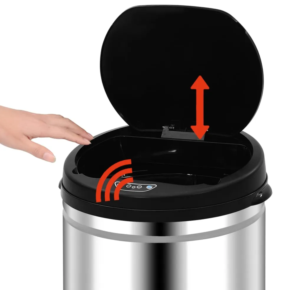 vidaXL Prullenbak met automatische sensor 30 L roestvrij staal