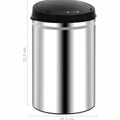 vidaXL Prullenbak met automatische sensor 30 L roestvrij staal