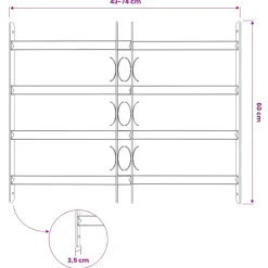 vidaXL Raam Beveiligingsgrill 75.5 x 60 cm Gegalvaniseerd staal