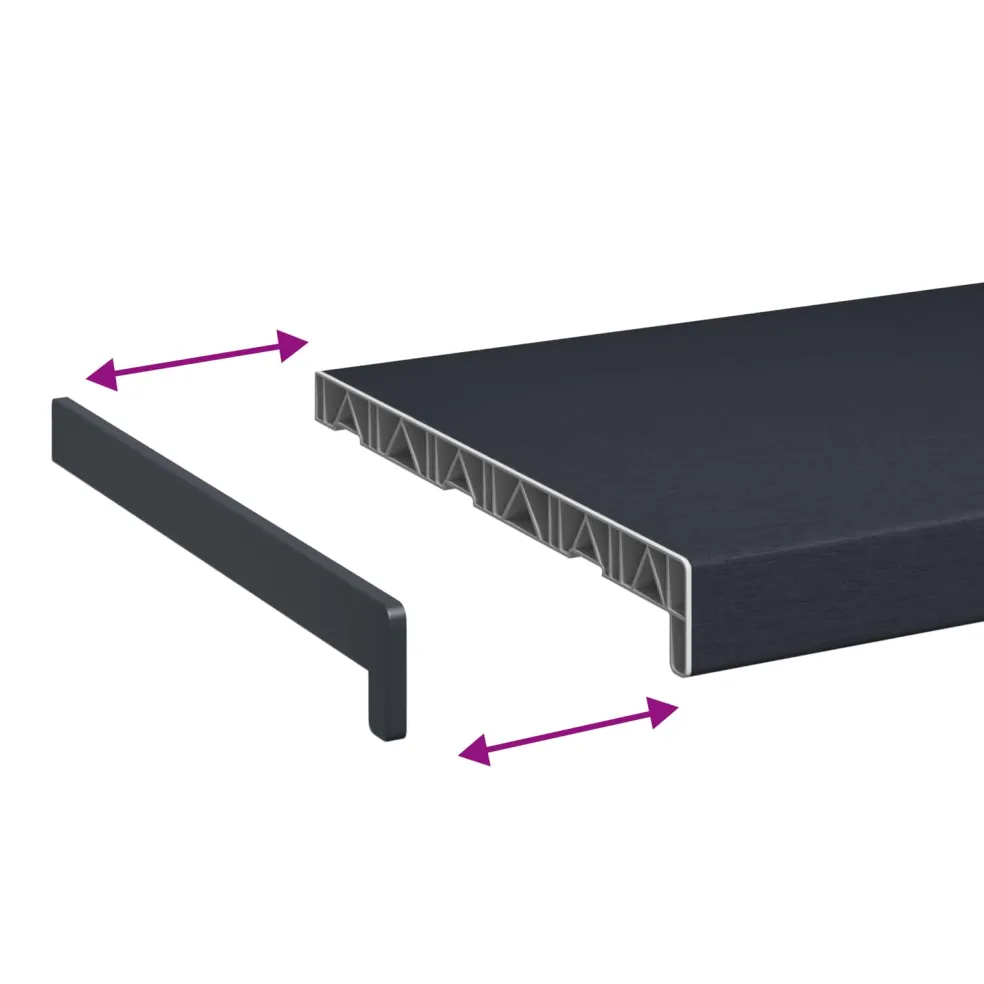 vidaXL Raamsokkel Antraciet met houten nerf 60 x 35 x 4,5 cm PVC