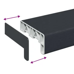 vidaXL Raamsokkel Antraciet met houten nerf 60 x 10 x 4,5 cm PVC