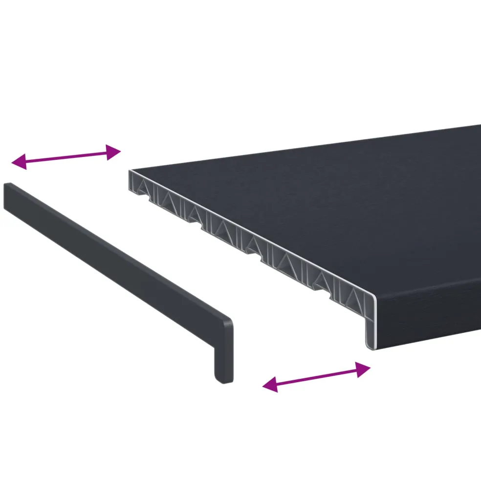 vidaXL Raamsokkel Antraciet met houten nerf 60 x 40 x 4,5 cm PVC
