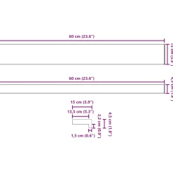 vidaXL Raamsokkel Bruin hout 60 x 15 x 4,5 cm PVC