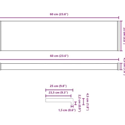 vidaXL Raamsokkel Wit 60 x 25 x 4,5 cm PVC