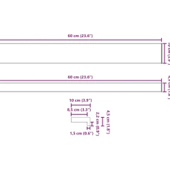 vidaXL Raamsokkel Wit 60 x 10 x 4,5 cm PVC