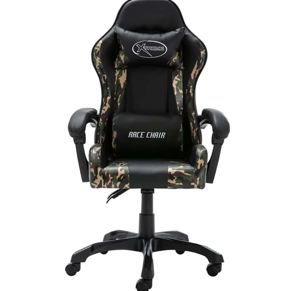 vidaXL Racestoel kunstleer zwart en camouflage