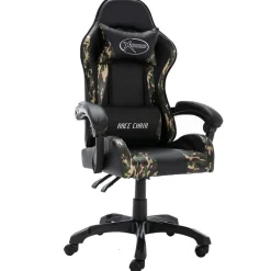vidaXL Racestoel kunstleer zwart en camouflage
