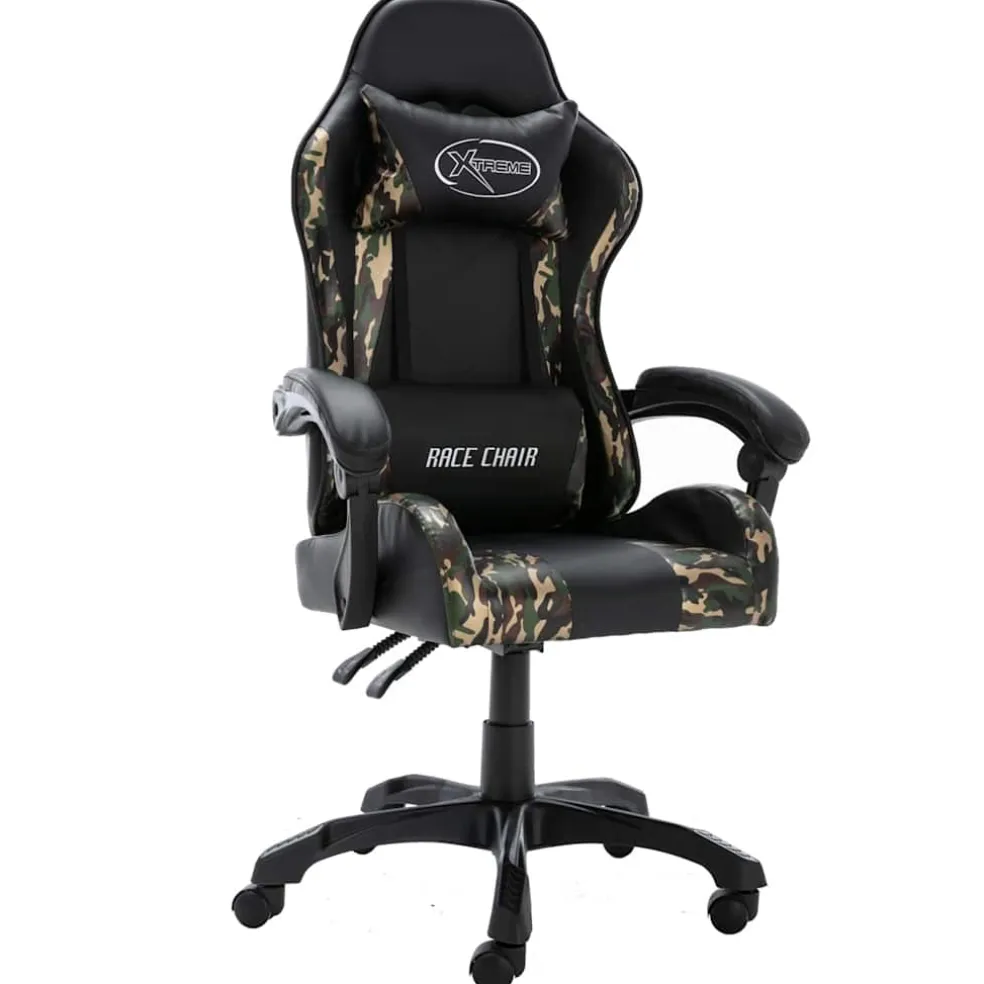 vidaXL Racestoel kunstleer zwart en camouflage