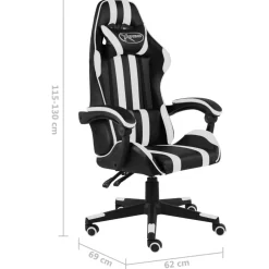 vidaXL Racestoel kunstleer zwart en wit