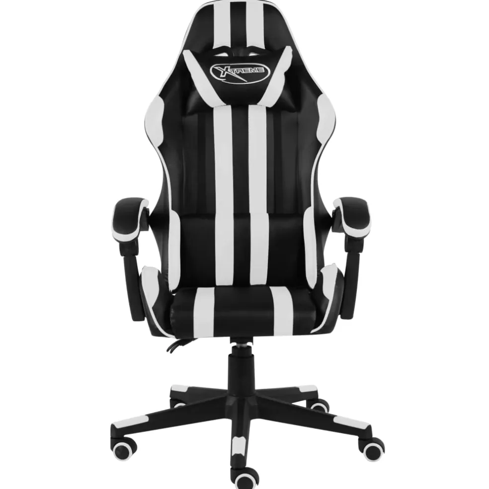 vidaXL Racestoel kunstleer zwart en wit