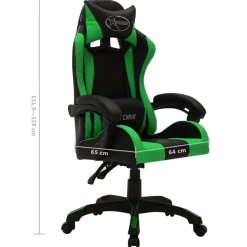 vidaXL Racestoel met RGB LED-verlichting kunstleer groen en zwart