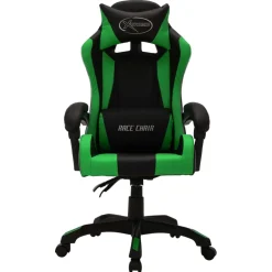 vidaXL Racestoel met RGB LED-verlichting kunstleer groen en zwart