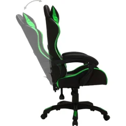 vidaXL Racestoel met RGB LED-verlichting kunstleer groen en zwart
