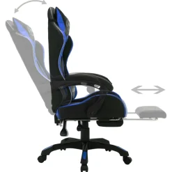 vidaXL Racestoel met RGB LED-verlichting kunstleer blauw en zwart