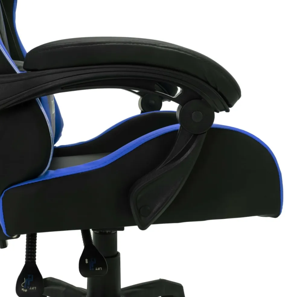 vidaXL Racestoel met RGB LED-verlichting kunstleer blauw en zwart