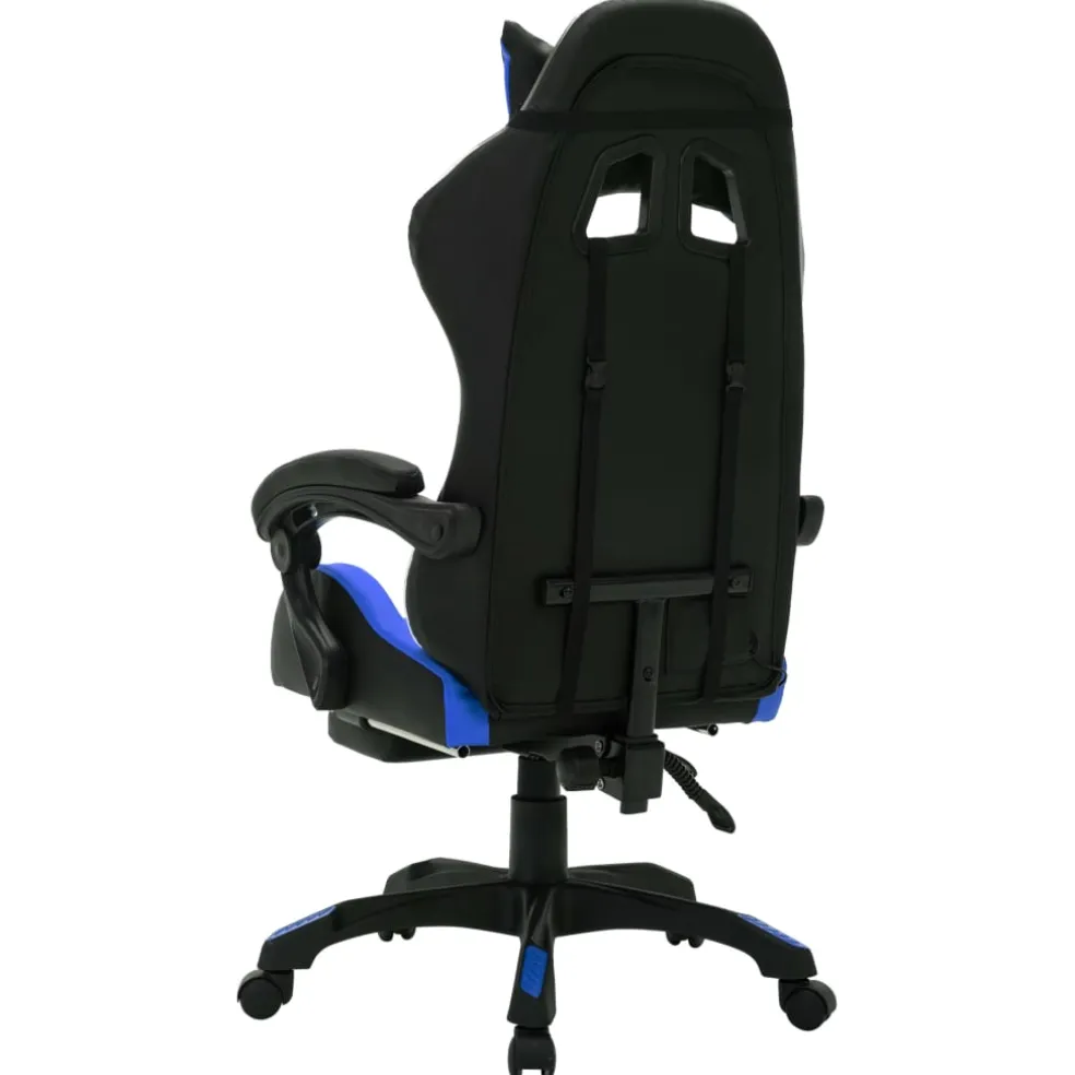 vidaXL Racestoel met RGB LED-verlichting kunstleer blauw en zwart