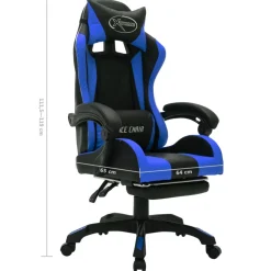 vidaXL Racestoel met RGB LED-verlichting kunstleer blauw en zwart
