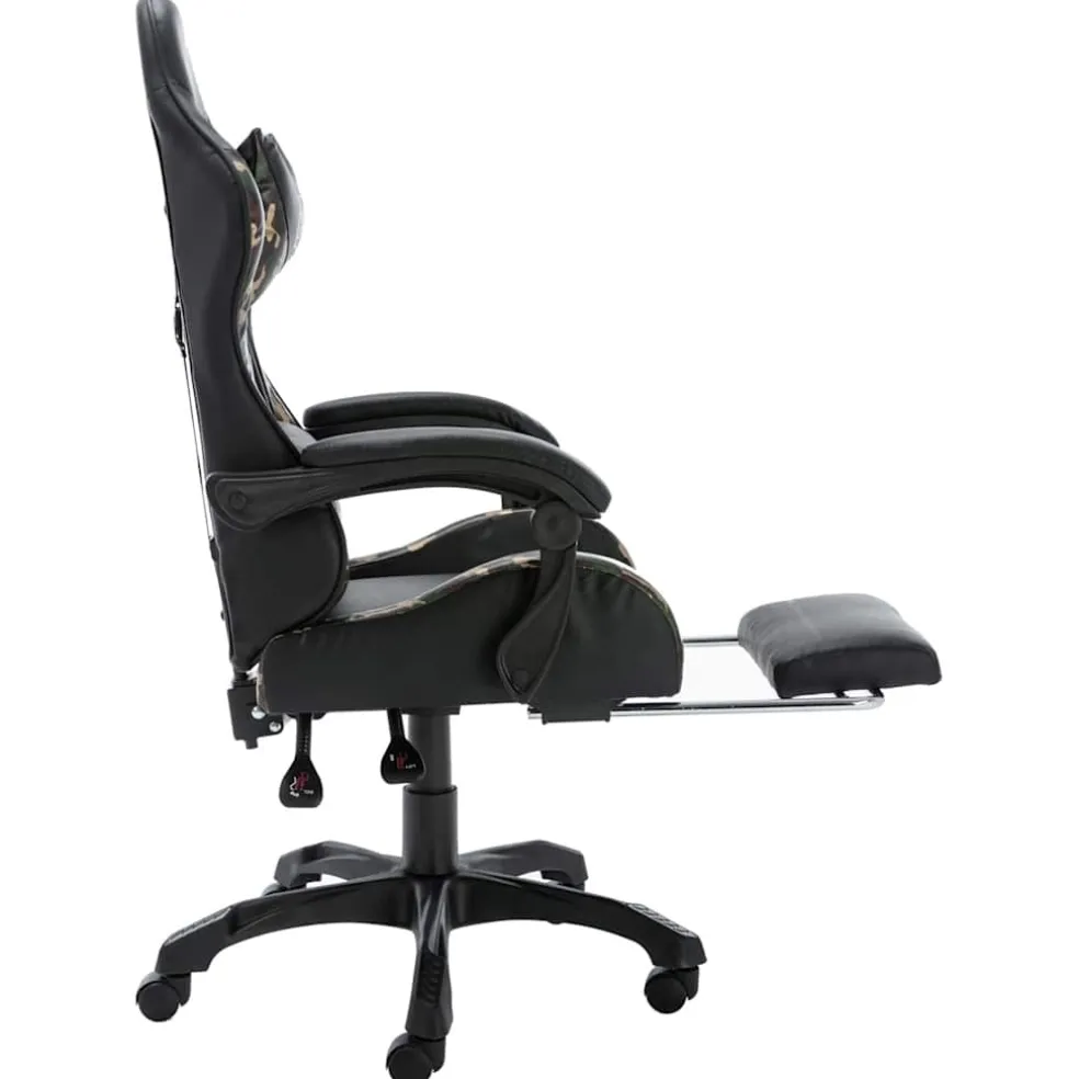 vidaXL Racestoel met voetensteun kunstleer zwart en camouflage