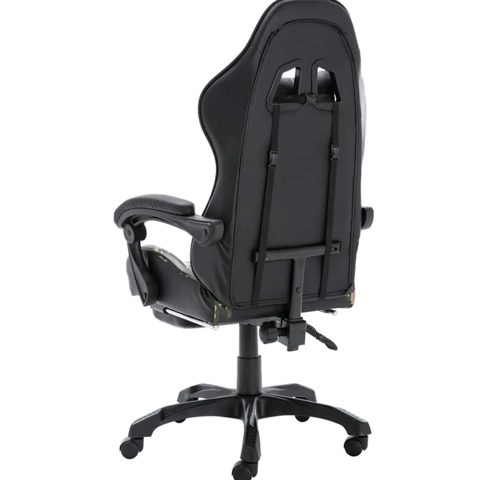 vidaXL Racestoel met voetensteun kunstleer zwart en camouflage