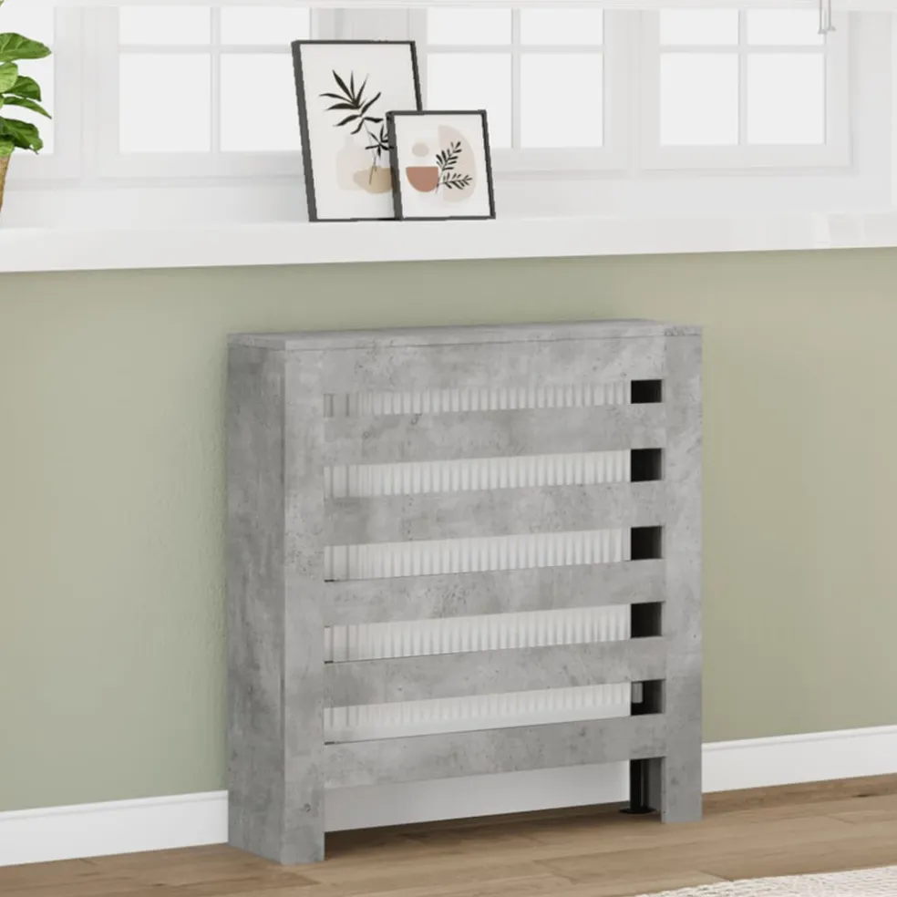 vidaXL Radiatorafdekking Betongrijs 78 x 20 x 82 cm Bewerkt hout