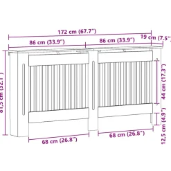 vidaXL Radiatorafdekking Betongrijs 172 x 19 x 81,5 cm Bewerkt hout
