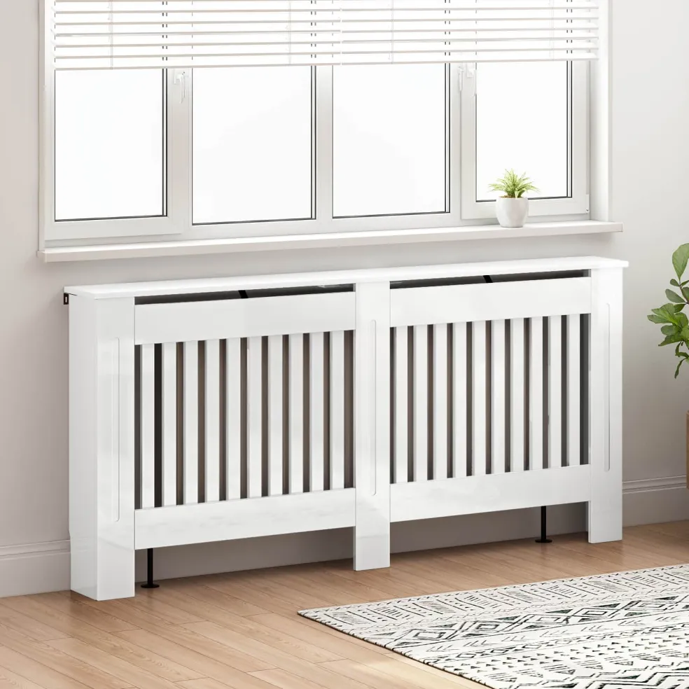 vidaXL Radiatorafdekking Hoogglans Wit 172 x 19 x 81,5 cm Bewerkt hout