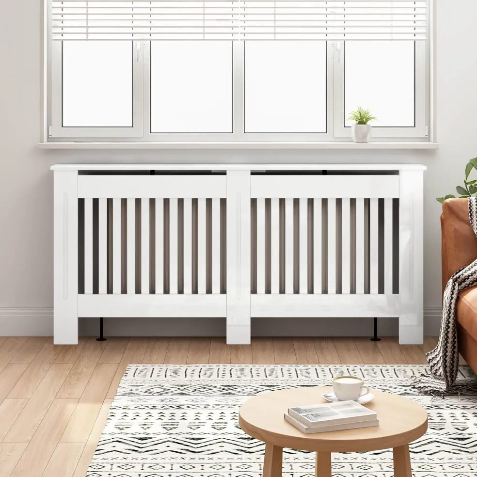 vidaXL Radiatorafdekking Hoogglans Wit 172 x 19 x 81,5 cm Bewerkt hout