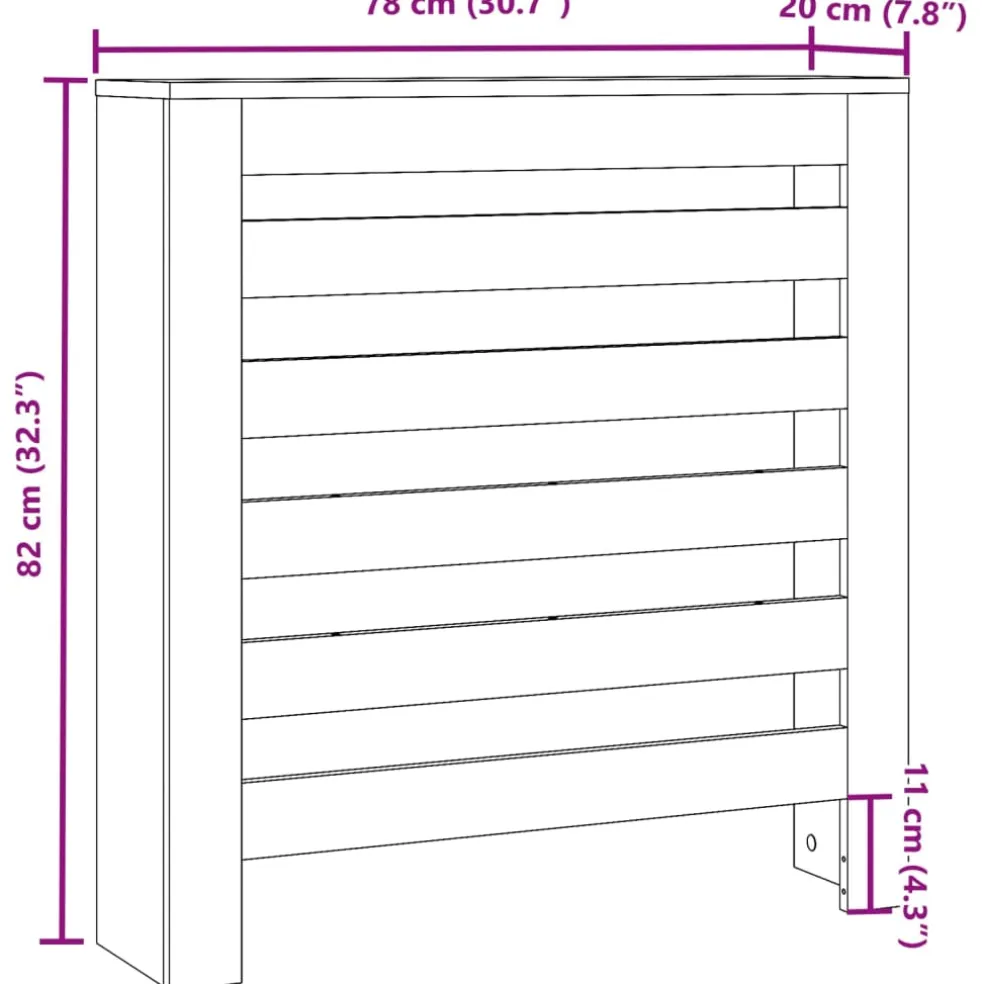 vidaXL Radiatorafdekking Wit 78 x 20 x 82 cm Bewerkt hout