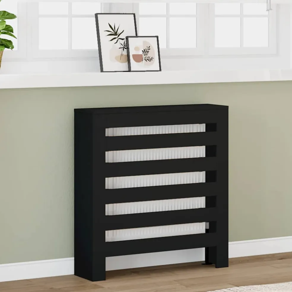 vidaXL Radiatorafdekking Zwart 78 x 20 x 82 cm Bewerkt hout