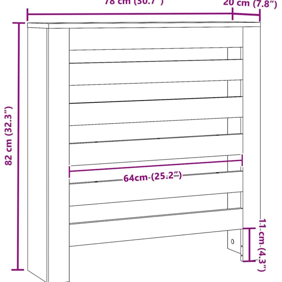 vidaXL Radiatorafdekking Zwart eiken 78 x 20 x 82 cm Bewerkt hout