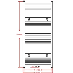 vidaXL Radiator / handdoekenrek recht 500x1160 mm zwart
