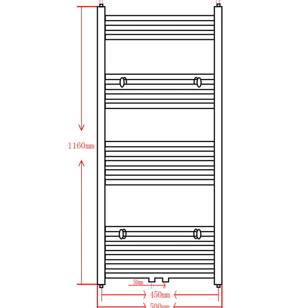 vidaXL Radiator / handdoekenrek recht 500x1160 mm zwart