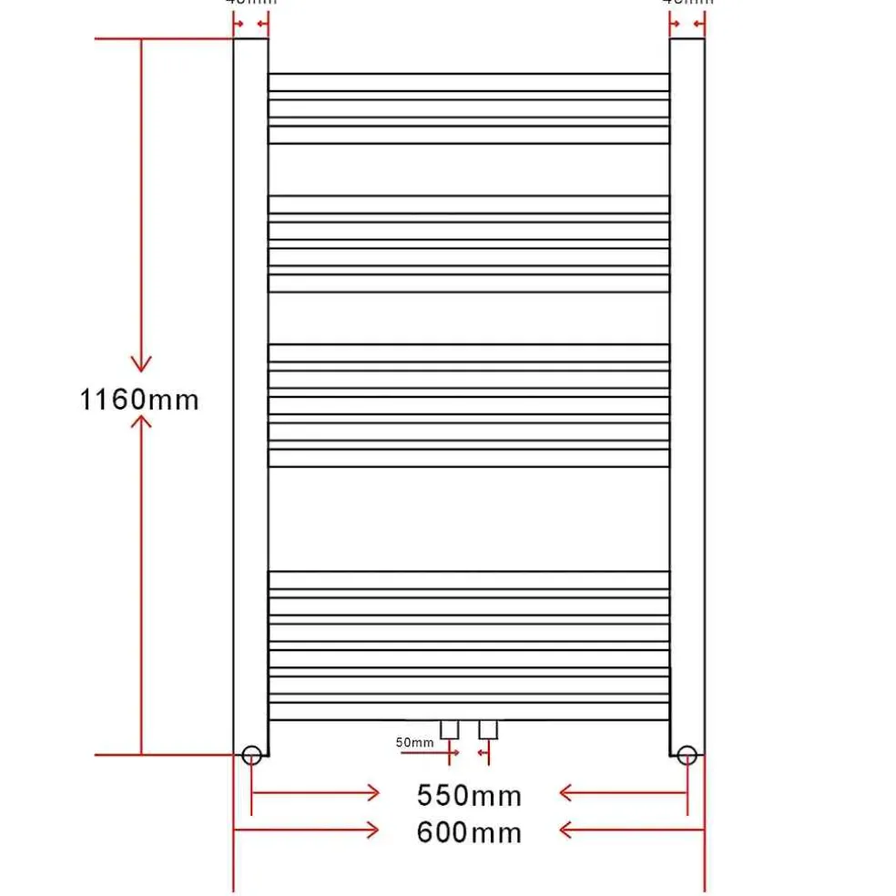 vidaXL Radiator/handdoekenrek curve 600x1160 mm