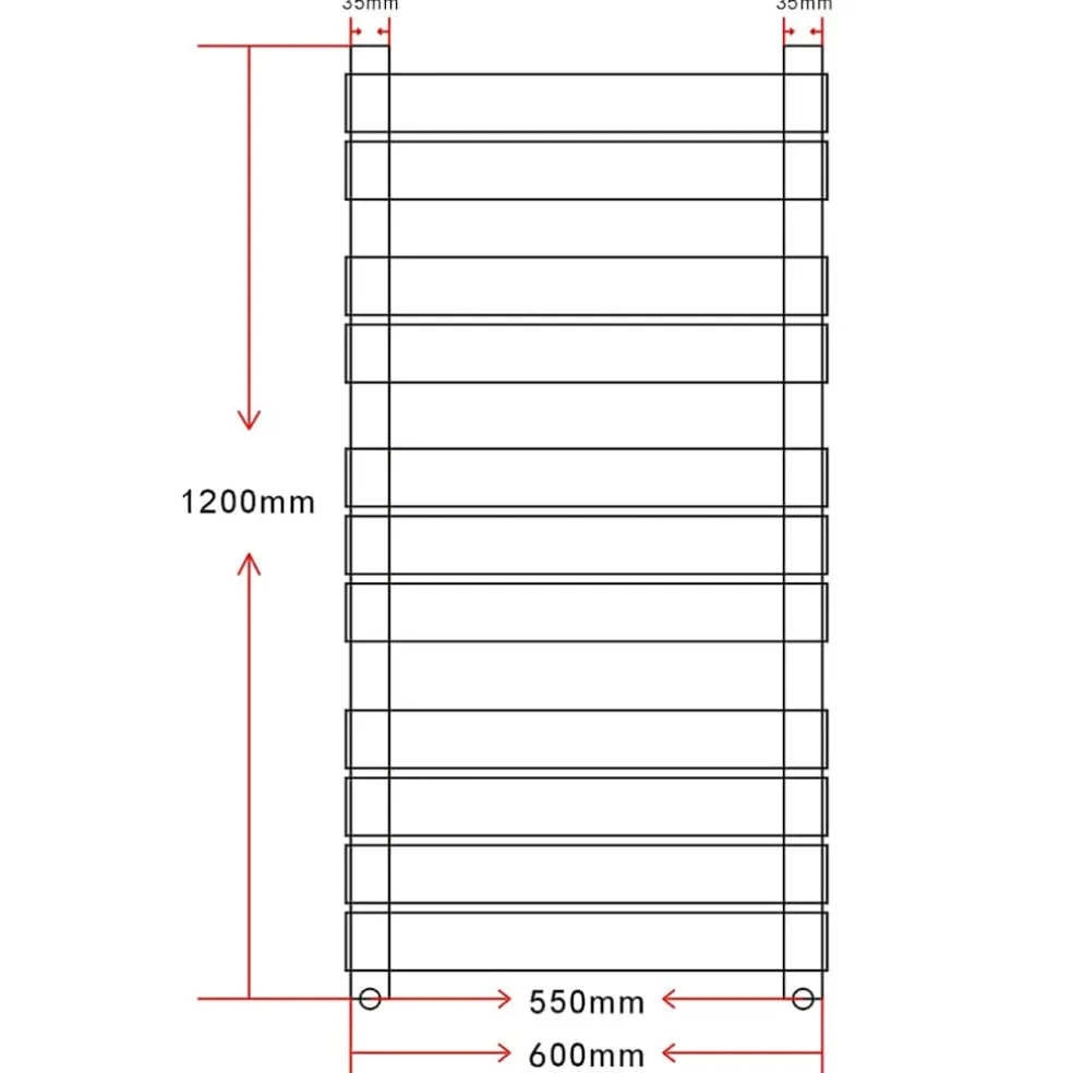 vidaXL Radiator / handdoekenrek recht 600x1200 mm