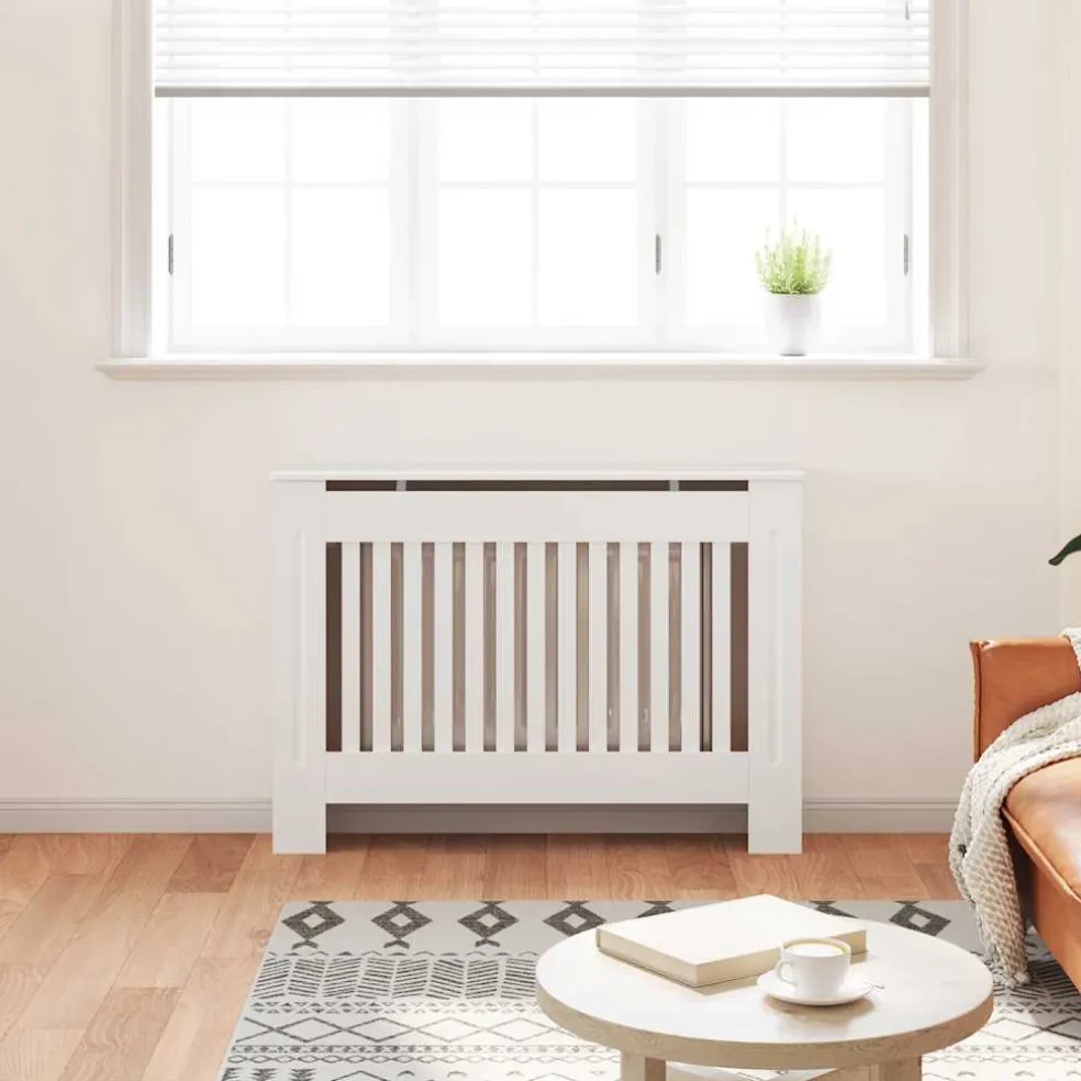 vidaXL Radiatorombouw 112 cm bewerkt hout wit
