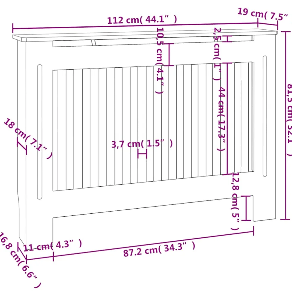 vidaXL Radiatorombouw 112 cm bewerkt hout wit