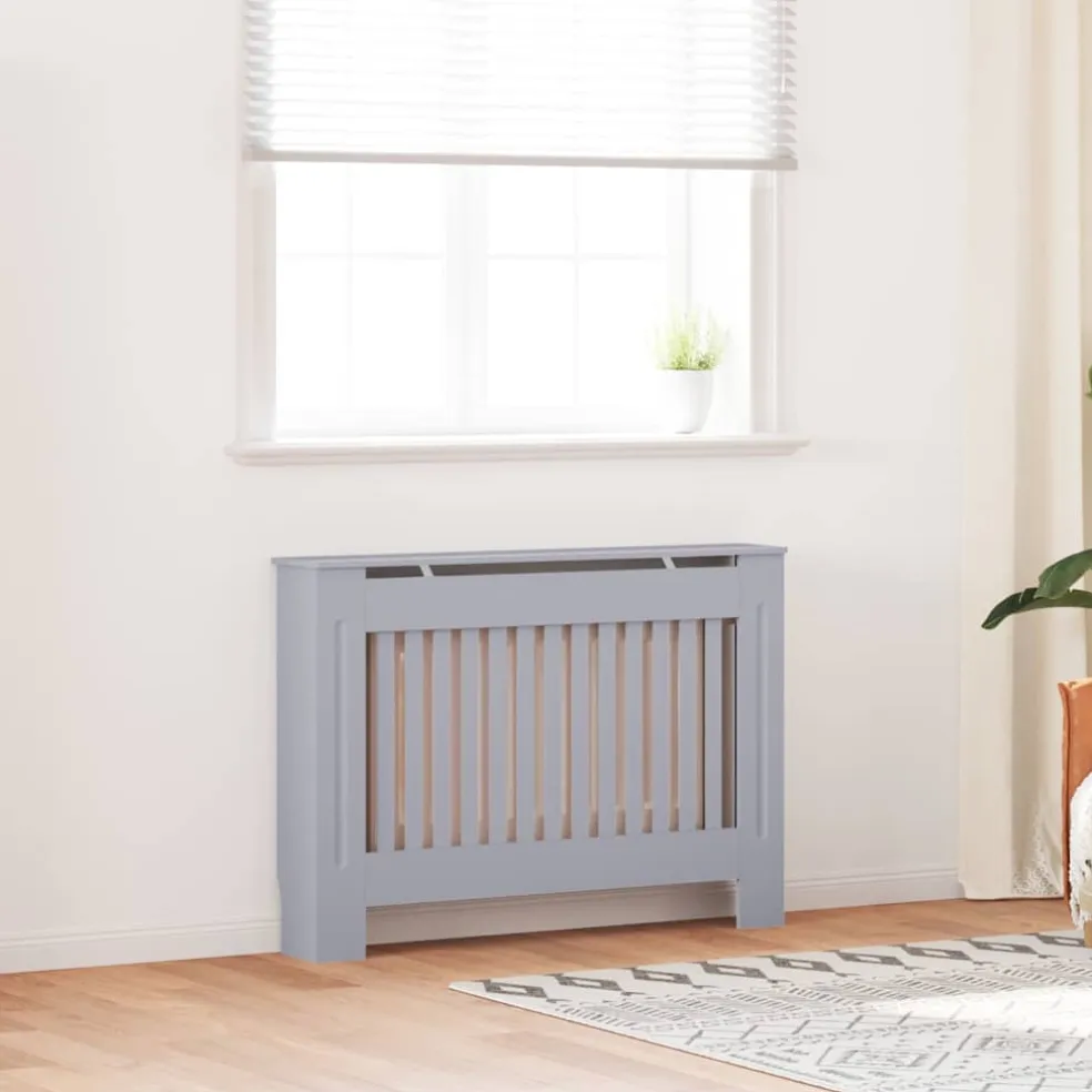 vidaXL Radiatorombouw 112x19x81,5 cm bewerkt hout grijs