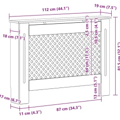 vidaXL Radiatorombouw 112x19x81,5 cm MDF wit