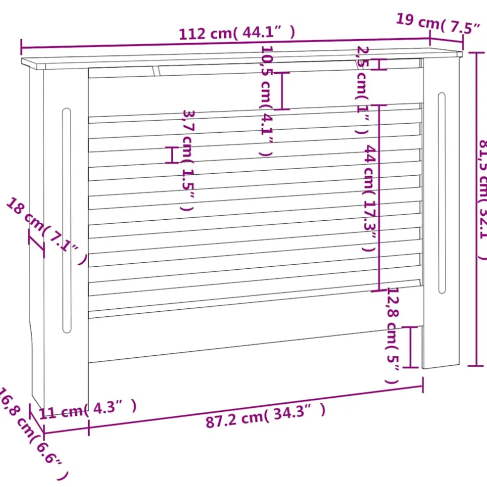 vidaXL Radiatorombouw 112x19x81,5 cm MDF