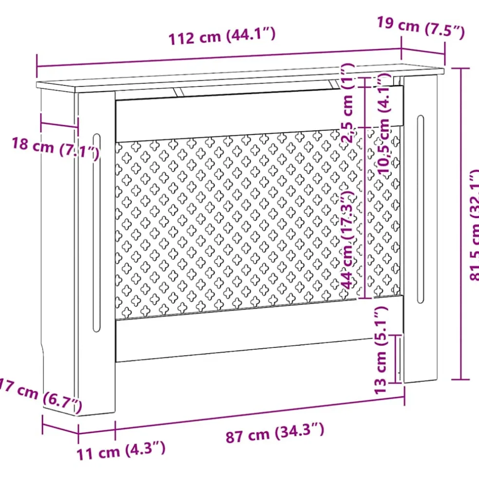 vidaXL Radiatorombouw 112x19x81,5 cm MDF antraciet