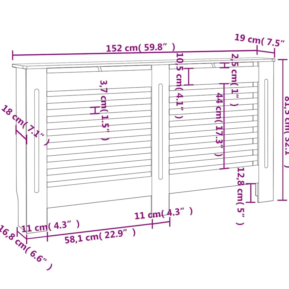 vidaXL Radiatorombouw 152x19x81,5 cm MDF antraciet