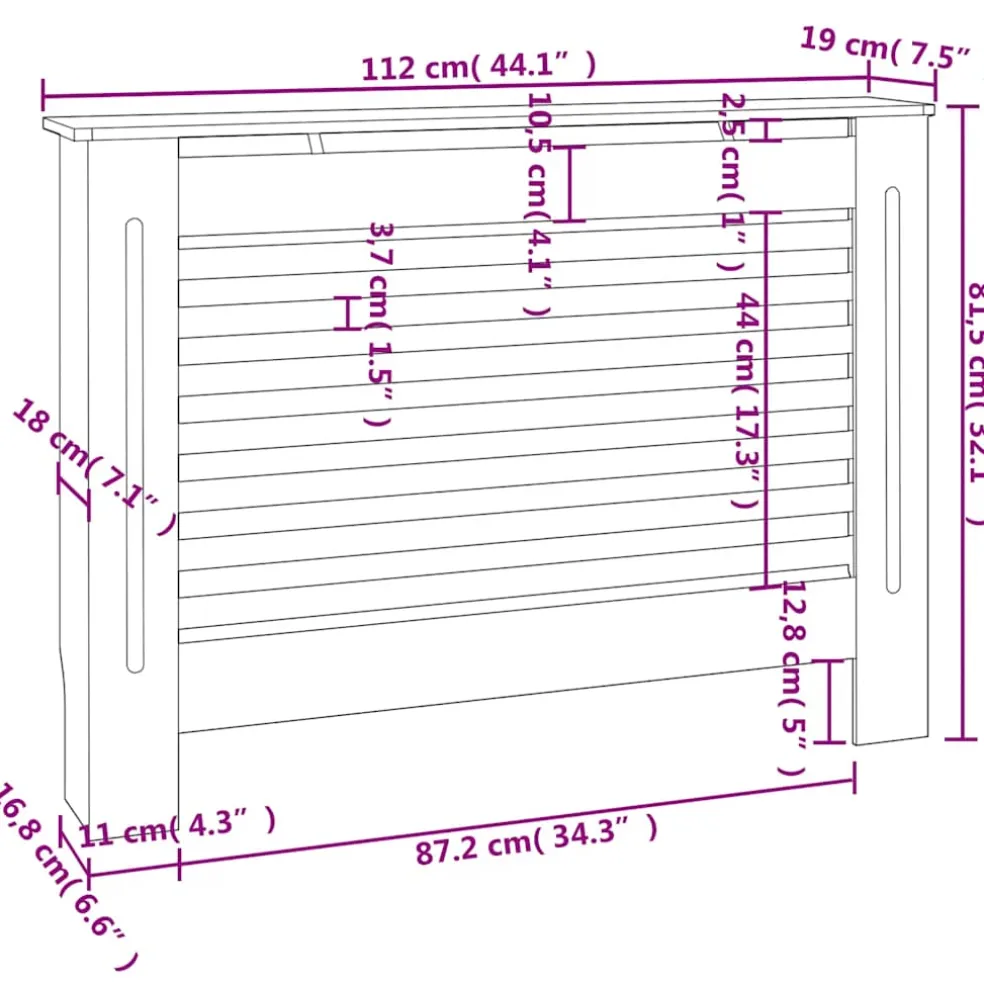 vidaXL Radiatorombouw 112x19x81,5 cm MDF wit