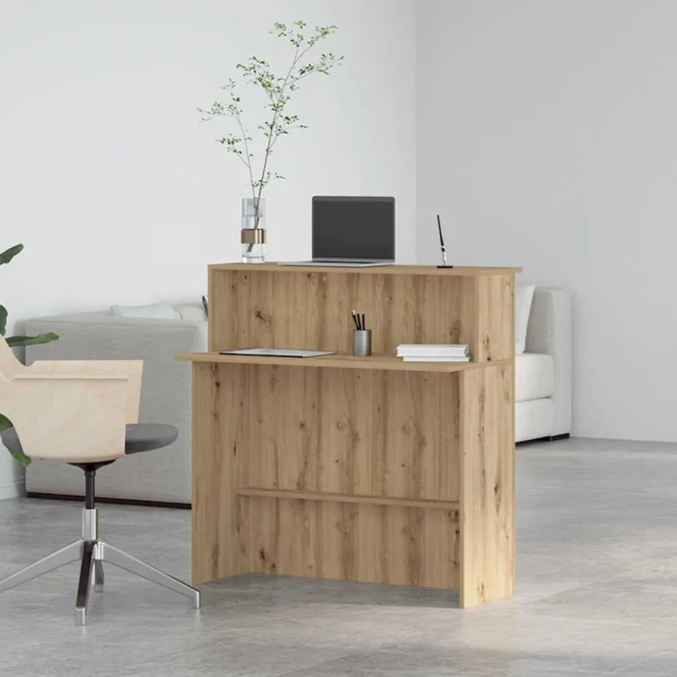 vidaXL Receptiebalie 100x50x103,5cm bewerkt hout artisanaal eikenkleur